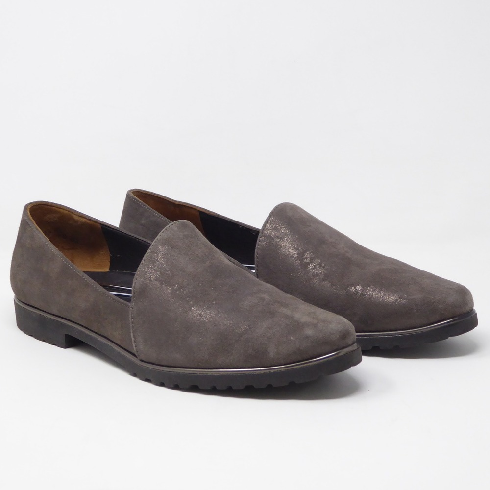 Paul Green Womens Uptown Slip On Loafers Gray Suede Metallic Size 7.5 US / 5 UK